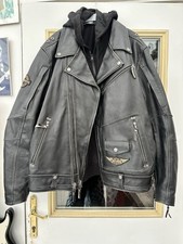 Harley davidson leather riding jacket detachable hoodie 2XL New