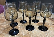 6 Vintage French  Luminarc Brown Stem Swirl Port / Sherry Glasses 5.5” High