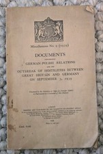Vintage 1939 WW2 book DOCUMENTS CONCERNING GERMAN-POLISH RELATIONS + OUTBREAK OF
