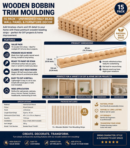 Wooden bobbin trim moulding - wooden,