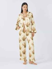 THEIR NIBS Vintage Floral Satin Long Pyjama Set in Neutral - size MEDIUM - NEW