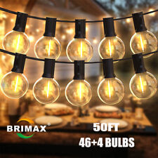 50FT Mains Powered String Light Festoon Outdoor 46+4 LED Garden G40 Bulbs Lights