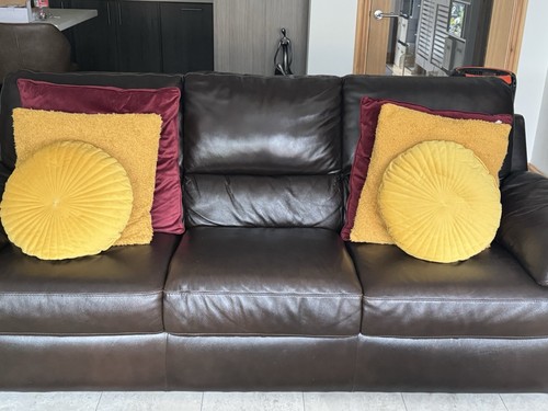 Brown leather seater sofa - brown, 3-seater