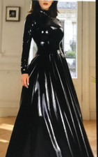 Female Fetish PVC Type Shiny Dress in Classic black Size 26