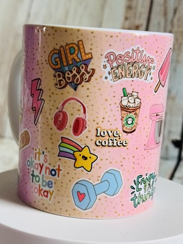 Multicolour positive vibes mug - vibes,
