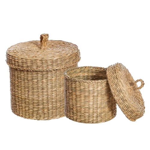 Seagrass baskets with lids - x, 2