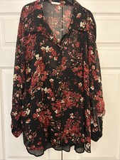 Berkertex Size 32 Evening Set w/Camisole Polyester Black Red Floral Print [#308]