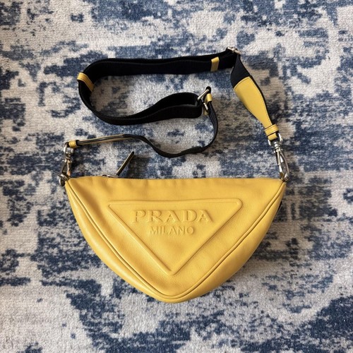 Prada yellow leather triangle - yellow,
