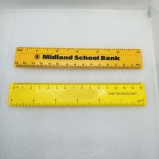 Vintage Midland School Bank 6" / 15cm Yellow Ruler Rule Straight Edge