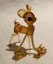 Vintage Small Handmade Blown Glass Deer Figurines Murano Glass Style