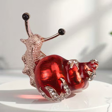 Brooch red snail - red, gold