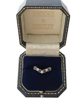 1988 Sapphire Ring 9ct Gold Sapphire & Clear Stone Wishbone Vintage Ring -Size N