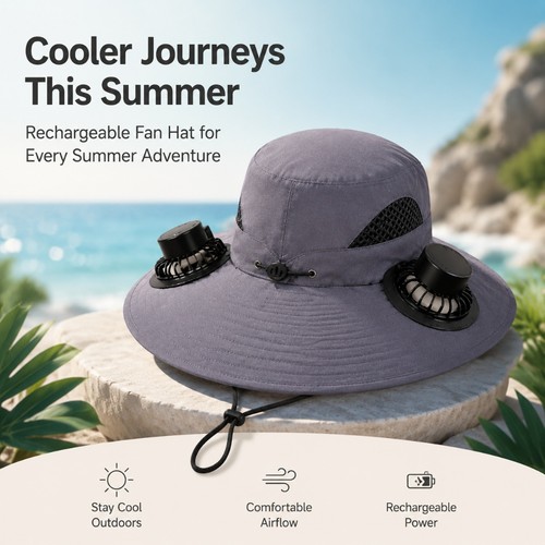Dual fan solar hat - dual,