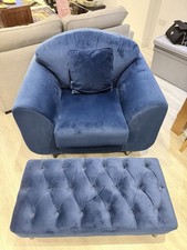 Navy Velvet One Seater Sofa