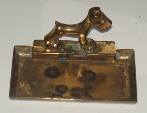Peerage brass dog ashtray - dog,