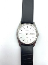 Seiko 6923-8080 Vintage Quartz Wristwatch Stainless Steel, Black Leather Strap