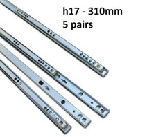 5 Pairs 17mm Metal Ball Bearing Drawer Runners Slides 31cm Draw Depth