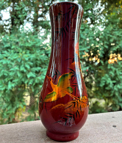 Asian red lacquer wooden bud - wooden,