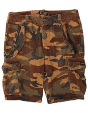 SUPERDRY Mens Cargo Shorts W34 Large Brown Camouflage Cotton DJ03