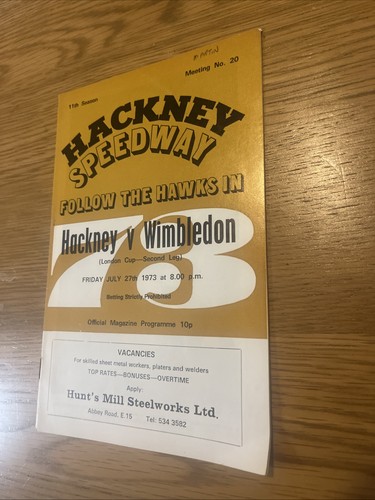 Hackney speedway programme - hackney,