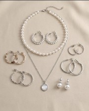 Elegant Silver Tone & Pearl