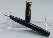 Vintage 1932-34 Canadian Parker Moderne Black GP Trim 14k Nib VGC GWO