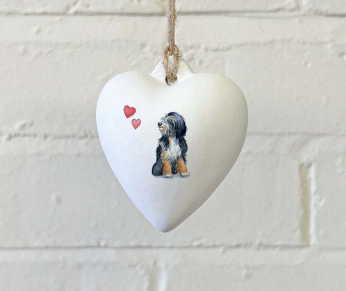 Tibetan terrier ceramic heart - tibetan,
