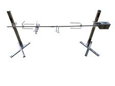 Rotisserie Spit Kit Hog Roast Machine with X-Stand Supports Stainless Steel BBQ