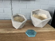 Pair of Made.com Grey Concrete Effect Plant Pots