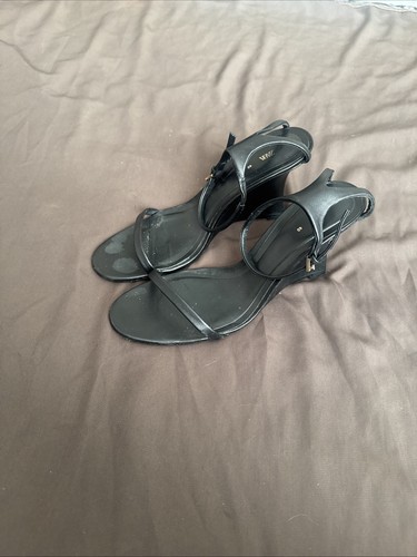 Zara black leather heeled - black,