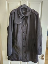 Thomas Nash Debenham Mens Light Black Trench Coat Jacket Size Large