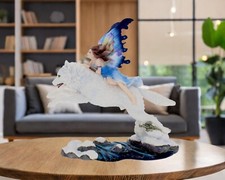 Fairy & White Wolf Figurine