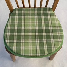 LIGHT GREEN TARTAN CHECK CHAIR SEAT PADS (FOR SEATS APPROX.14"X 14") KITCHEN