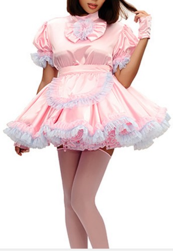 Sissy girl maid pink satin - maid,
