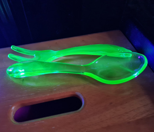 Green glass spoon fork salad - green,