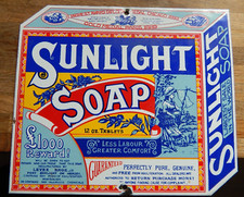 SUNLIGHT SOAP THICK ENAMEL METAL SIGN  1980s 560g