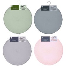 Set Of 4/8 Table Place Mats Blush Grey Green Dark Grey Round Pom Pom Placemats