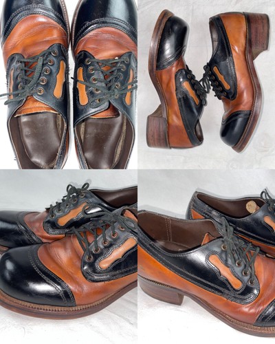 Vtg 60s 70s men tutone - 9, black