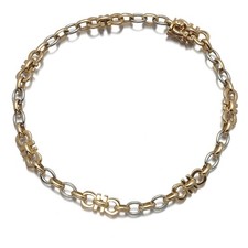 Rare Auth Cartier Bracelet Chain Bicolor 18K 750 Yellow White Gold