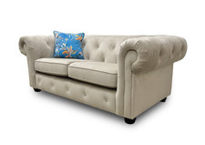 DFS 'Belair' 2 Seater Sofa Stone Sensual Velvet Chesterfield Back RRP £800 NEW