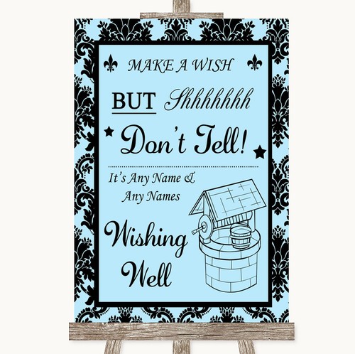 Sky blue damask - blue, wishing