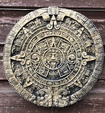 Aztec Mayan Calendar round stone wall plaque Sun stone home or garden ornament