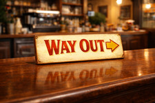 Way Out Sign Fairground Retro