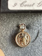 vintage Solid  9ct Gold Yellow  St. Christopher Charm, Pendant ,