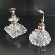 Two Vintage Silver Topped Perfume Atomizer Bottles Circa 1920-1930