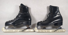 Vintage "FAGAN" Black Leather Ice Skates ~ Children's Size 12 ~ Blade Guards