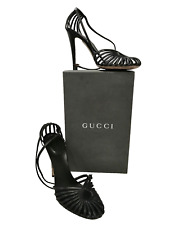 Gucci Sandals Black Leather Size 5.5 Boxed with Dust Bag Summer Shoes