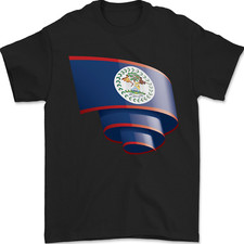Curled Belize Flag Belizean Day Football Mens T-Shirt 100% Cotton