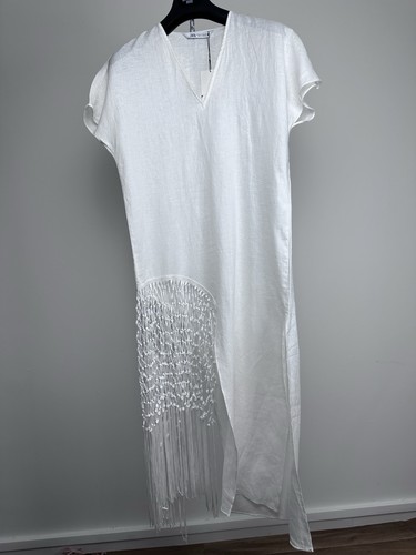 Zara linen fringe midi dress - zara,