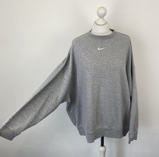 Nike Phoenix Fleece Grey Sweatshirt Central Swoosh Logo Oversized Small Womens 